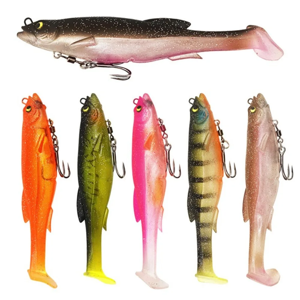 Mit Salzwasser-Süßwasserhaken, weiche Angelköder, 3D-Augen, T-Schwanz, künstlicher Swimbait, künstlicher Fisch, 9 cm/9 g, 12,5 cm/21 g