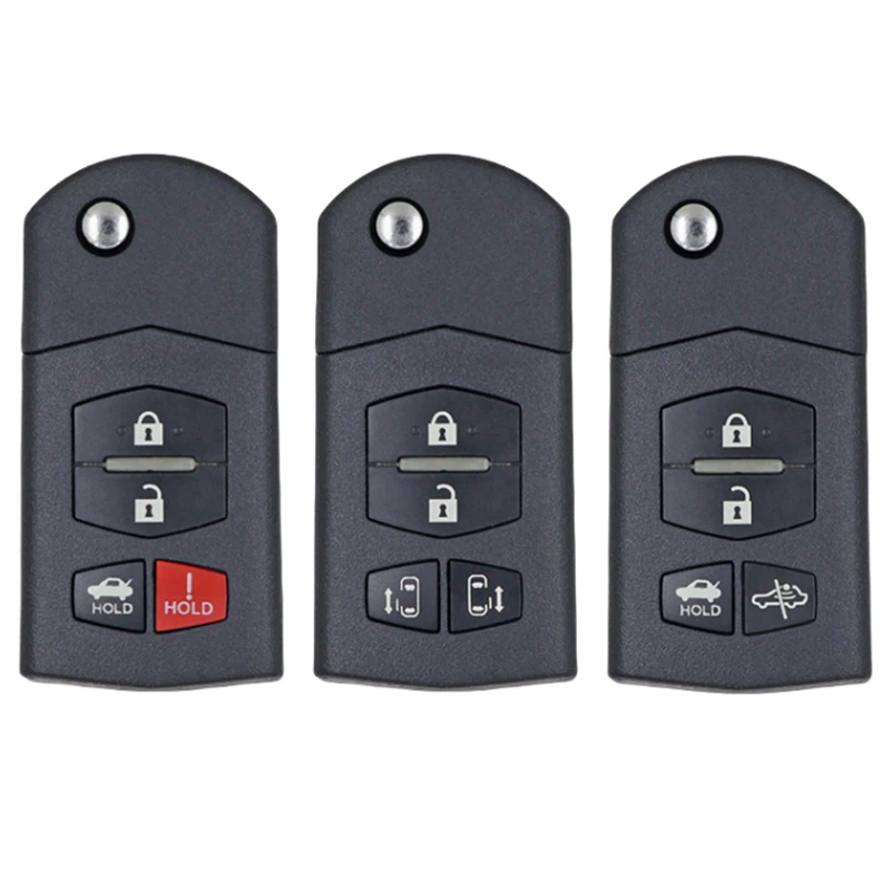 

XIEAILI OEM 10 шт., 4 кнопки, сменный чехол для ключей, складной чехол для дистанционного ключа для Mazda 2 3 5 6 8 RX-8 CX-7 CX-9