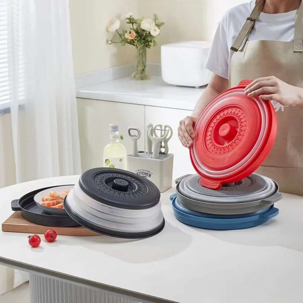 New Silicone Microwave Splatter Cover Oil-proof Splash-proof Silicone Microwave Cover Folding Cooking Lid Kitchen Gadgets