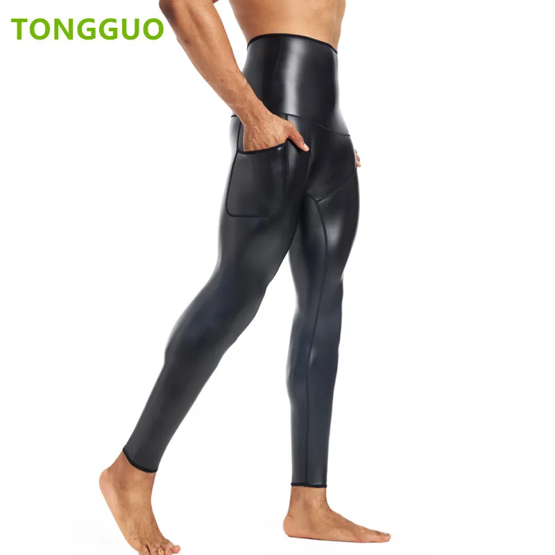 

Кожаные брюки Cool Guy с карманами, корректирующие фигуру, тренажер для талии, компрессионные брюки с высокой талией для живота, кожаные брюки с карманами