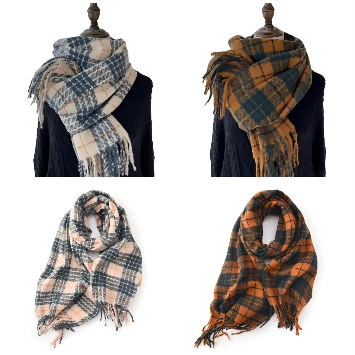 Luxury Brand Scarf Check Plaid Winter Scarves Immitation Cashmere Handfeeling Soft Brushed Warm For Women Wrap Winter Scarves