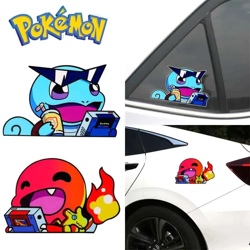 Pokemon Squirtle Sticker Car Rear Windshield 3D Auto Car Styling Sticker Cartoon Funny Decals Automobiles Motorcycle Sticker