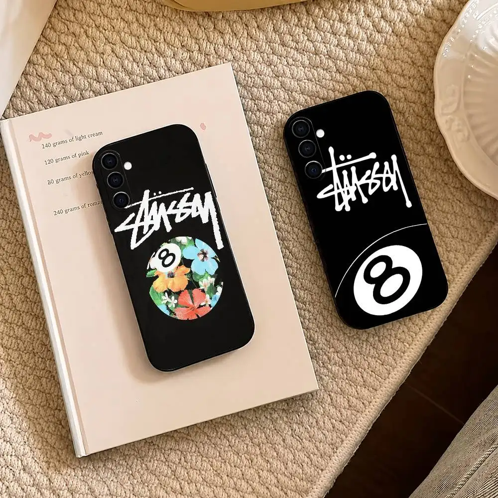 Brands S-stussyes 8 Phone Case Black Silicone Soft For Samsung A73,A72,A71,A70,A53,A52,A51