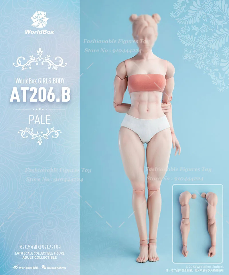 Worldbox AT206 1/6 mujeres soldado cuerpo deportes Fitness chica articulación muscular cuerpo pálido/bronceado claro figura de acción con brazos reemplazables