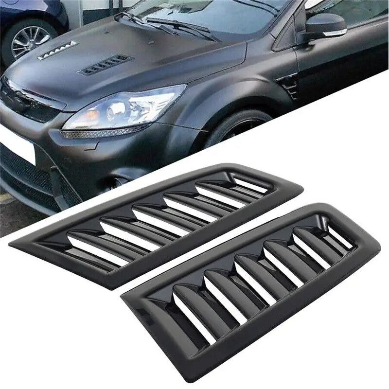 

Universal Accessories DIY Car Hood Vent Scoop Air Duct Flow Intake Decor Louvers Trim Cover Exterior Parts Stick on type