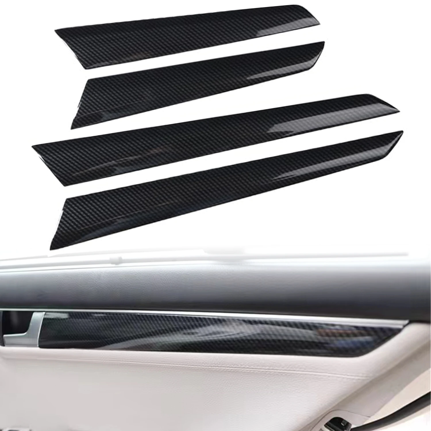 

For Mercedes-benz C-Class W204 2011 2012 2013 2014 Interior Door Panel Molding Strips Decor Trim ABS Carbon Style 4pcs