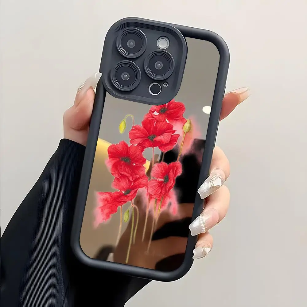 Rose Peony Cactus Flower Phone Case Sky Eye Mirror Phone Case For Iphone 16 12MAX 11 15 Mini 13 Pro X MAX 14 Plus XS Cover