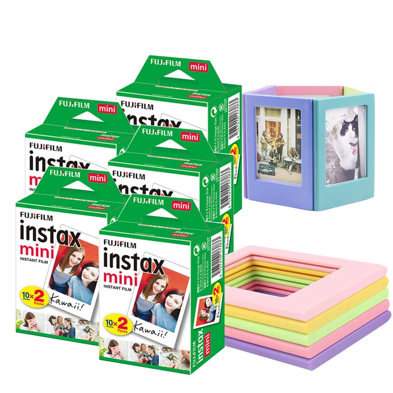 10/20/100 Sheets White Fujifilm Instax Film With 5 Magnet Photo Frames For Fuji Instax Mini 12 11 8 9 7s 70 90 25 Liplay SP-1