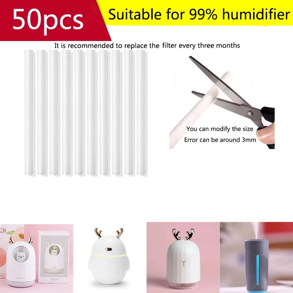 A74X 8X200mm humidificador grande filtro de Aroma atomizador hisopo de algodón de repuesto paquete de 50 filtro humidificador se puede cortar