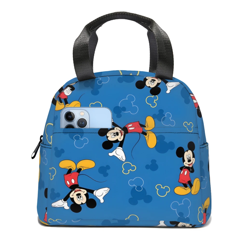 

Mikey Mouse Portable Lunch Bag Food Thermal Box Durable Cooler Lunchbox with Shoulder Strap Picnic Bag Office