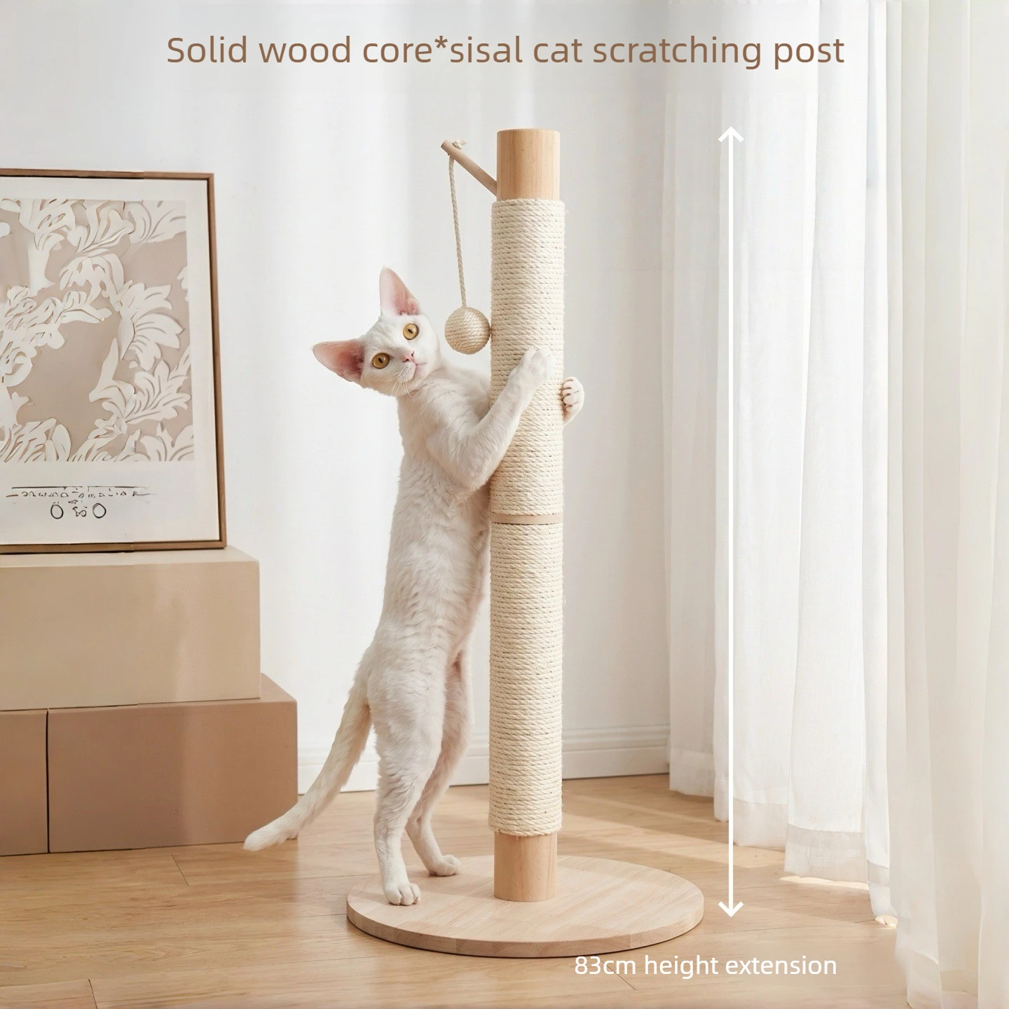 Solid Wood Core Cat Scratcher House Pet Toys Cat Tower Pet Accessories Cat Climbing Frame Scratching Post Wear-resistant