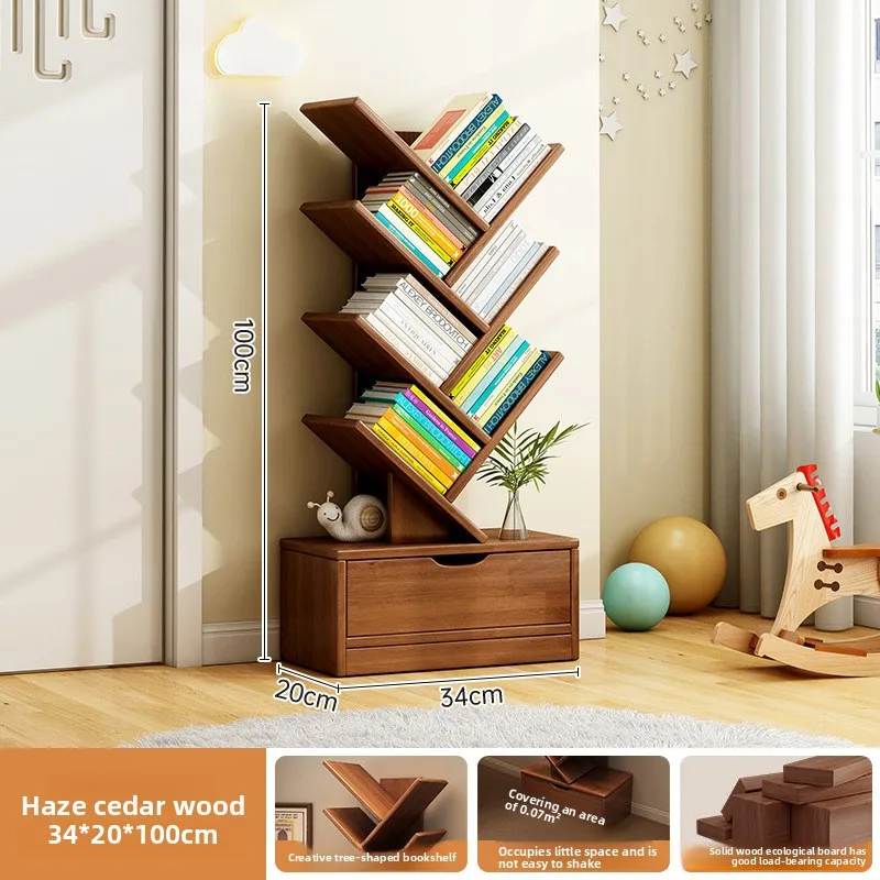 Kinderbücherregal aus Massivholz, Kinderschrank in Hausform, Kleinkindregal mit Kippschutz für den Kindergarten