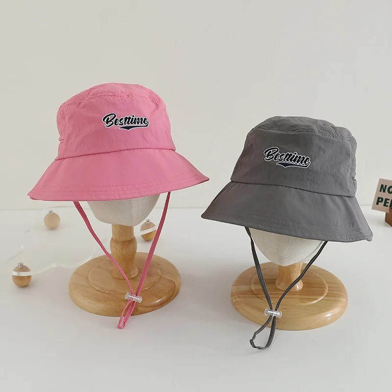 

Quick Drying Fisherman Hat For Children Summer Sun Hats Fashion Letter Kids Bucket Cap 2-5Year Boy Girl Baby Sunscreen Basin Cap