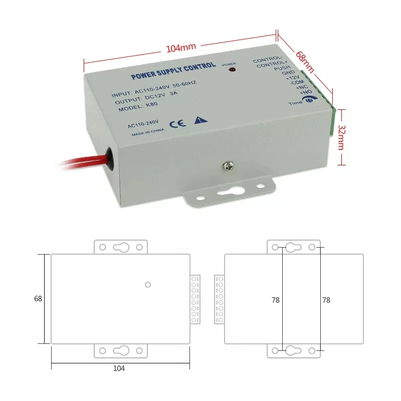 Tür-Zugriffs kontroll system Schalter Netzteil 3A AC 110-260V RFID-Fingerabdruck-Zugangs kontroll system DC 12V