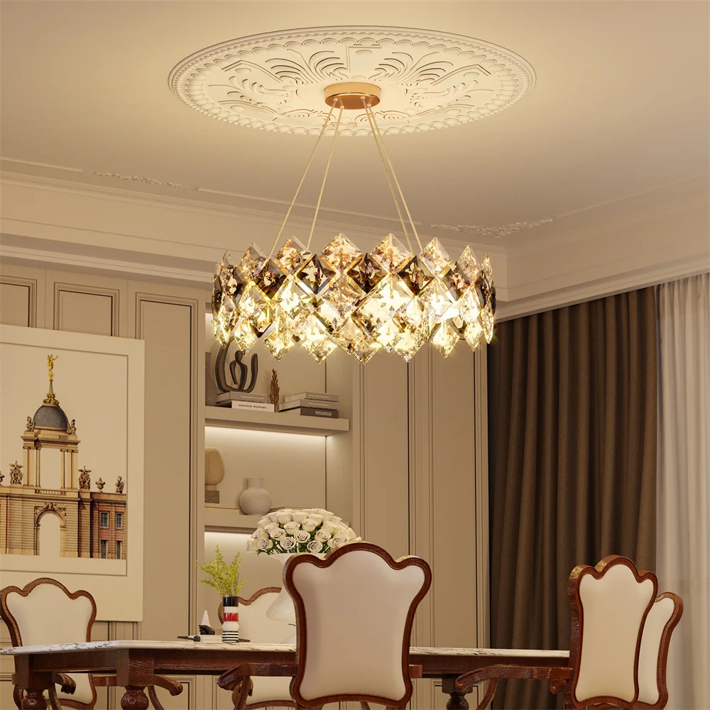 LUVODI Crystal Chandelier Pendant Light Fixture Modern Hanging Ceiling Gorgeous Decors Lighting for Home Hotel