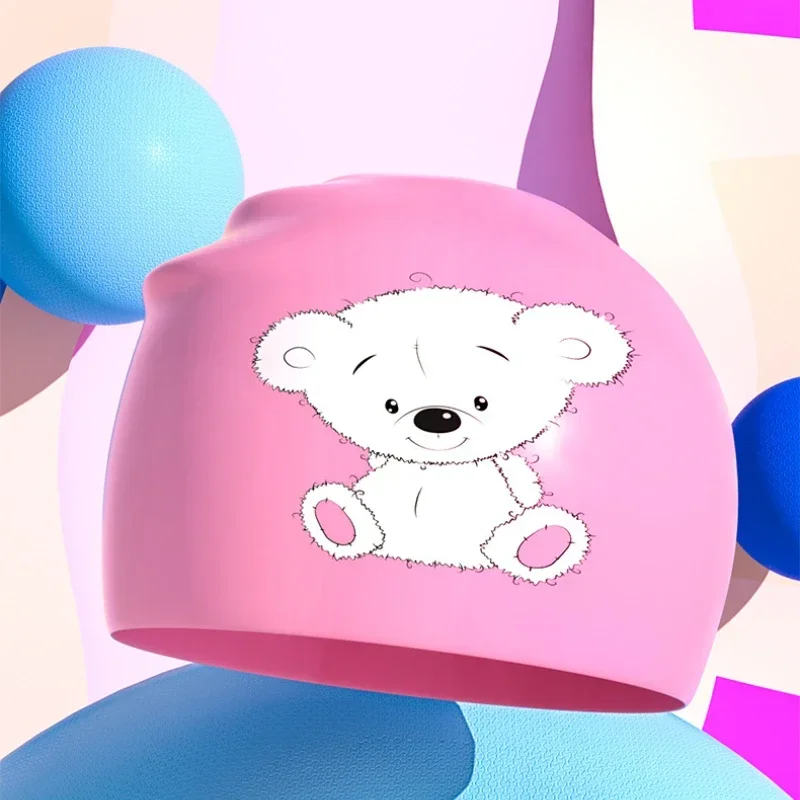Cartoon Swimming Cap Large Size Long Hair Ear Protection Children Swimming Cap for Boys Girls Silicone Swim Cap Pool Accessories