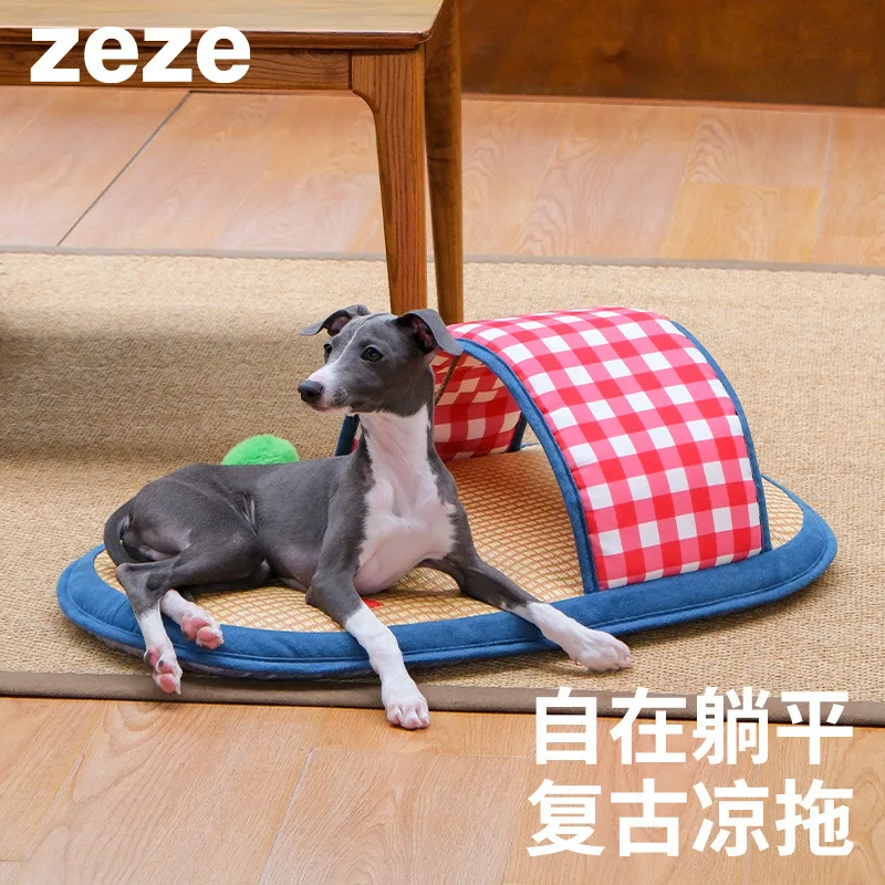 

Summer Cooling Cartoon Print Pet Mat Rattan Cat Bed Dog Bed Breathable Cool Sleeping Pad For Cats Dogs Pet Supplies