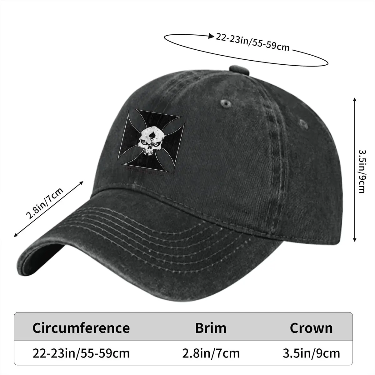 Iron Cross With Skull Baseball Caps Peaked Cap Iron Cross Sun Shade Hats for Men Women