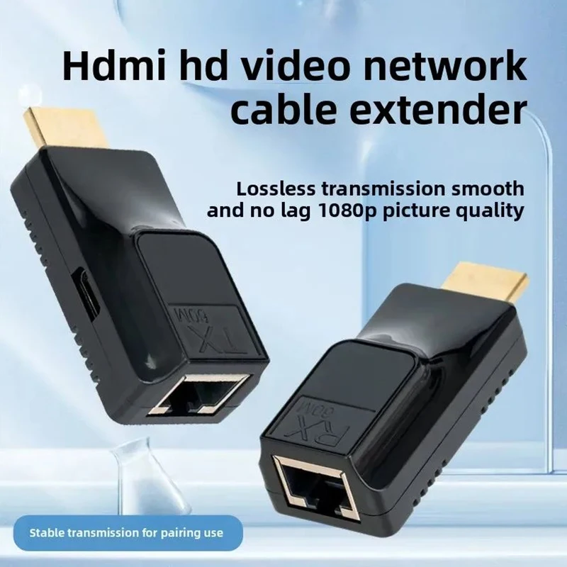 Adapter przedłużający sygnał HDTV, konwerter HD na sieć Ethernet RJ45, przeznaczony do transmisji przez kabel Cat5-e/6, rozdzielacz 1080p do telewizorów HDTV, DVD, PS4, dekoderów STB. — zdjęcie produktu 3