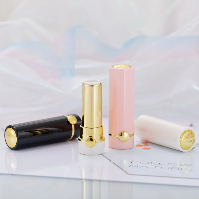 12.1mm Empty Lipstick Tube High-grade Black White Pink Round Lipstick Tube Lipstick Tube Packaging Materials Spot Buckle Type
