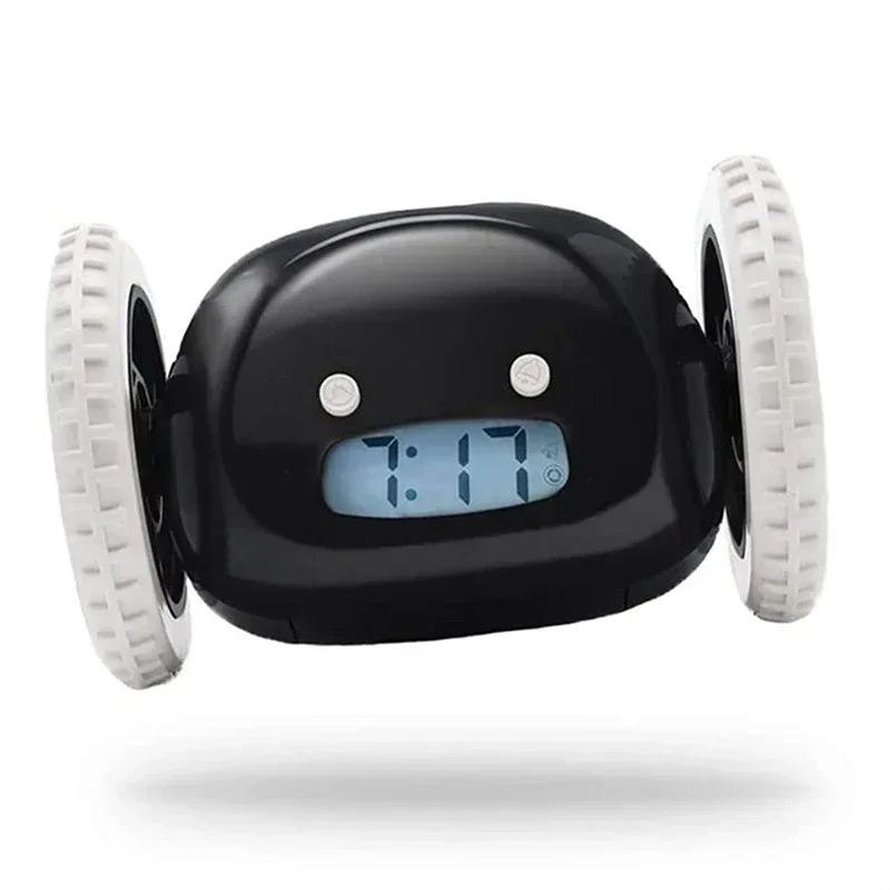 CLOCKY Reloj despertador enrollable para personas mayores con ruedas (dormitorio para adultos, niños y adolescentes), desplegable, en movimiento, molido, salto