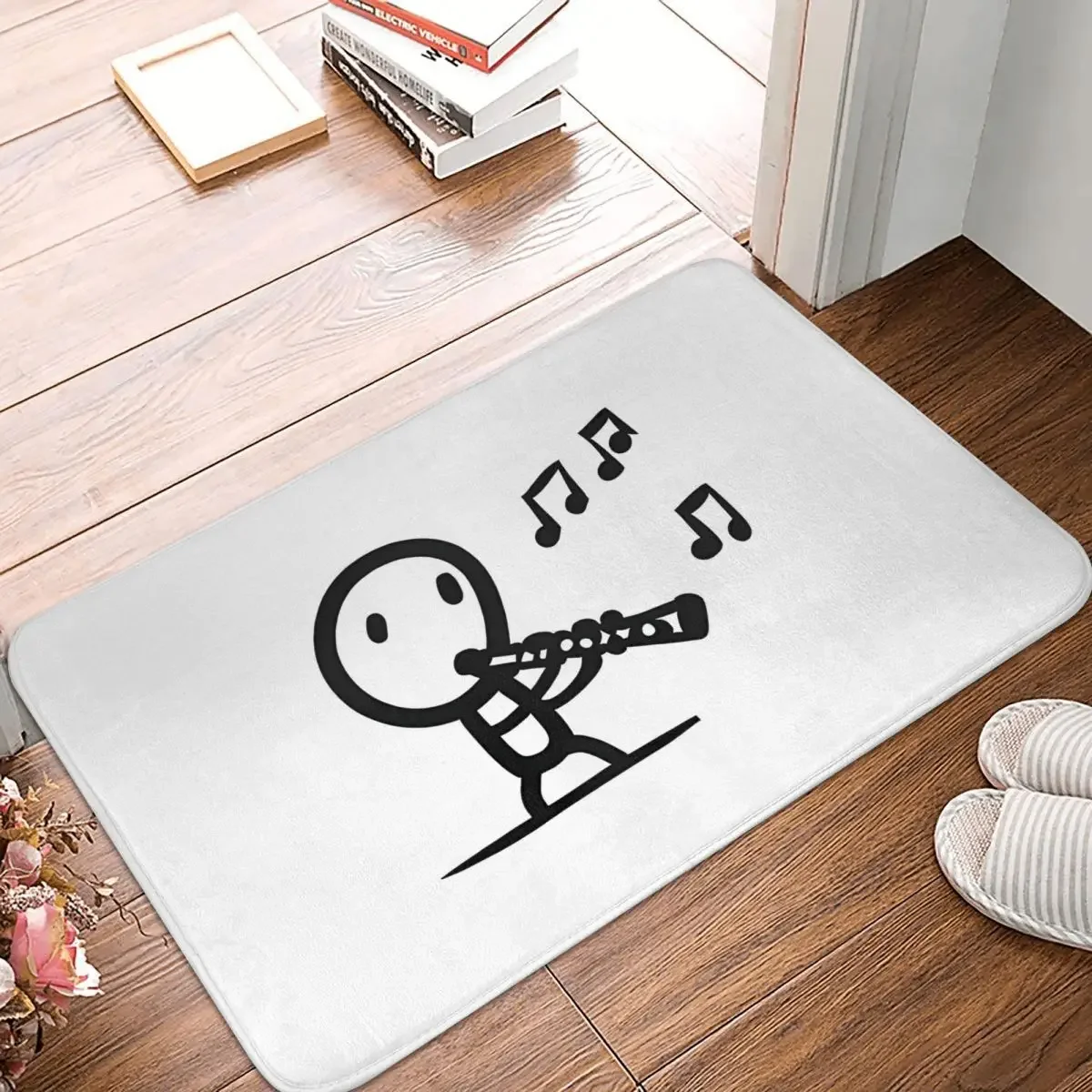 Non-slip Doormat Musical Stickman Clarinet Edition Carpet Living Room Bedroom Mat Prayer Home Decor