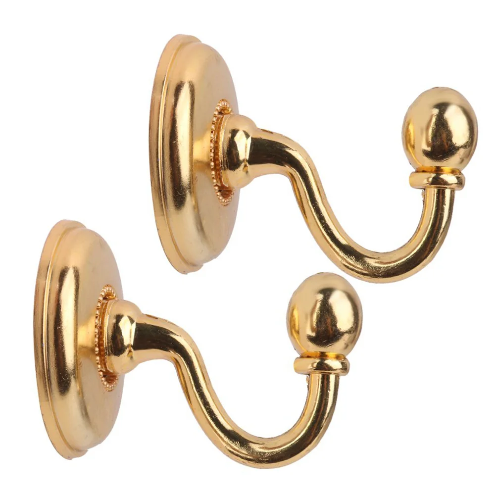 

2 Pcs Round Head Hook Curtain Holdbacks Vintage Tieback Hooks Fanny Hangers for Hat & Coat Pommel Rhinestone Grace