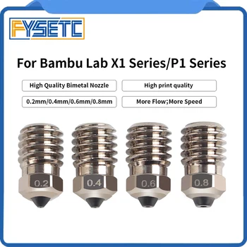 For Bambu Lab X1/P1 Hotend Bimetallic Hardened Steel Nozzles 0.2/0.4/0.6/0.8mm High Quality High Printing 3D Printer Nozzle