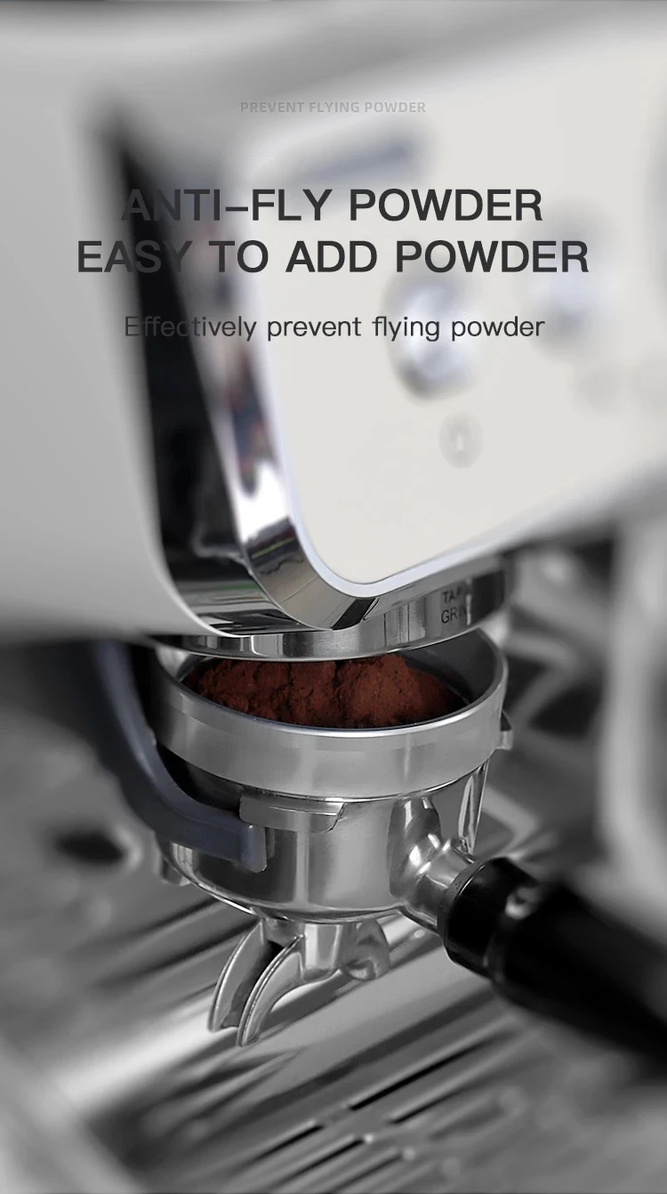 Kaffee Dosier ring 51mm 53mm 58mm Espresso Dosier trichter magnetisch für Delonghi Brevi lle Sieb träger Barista Werkzeuge Zubehör – Detail 9