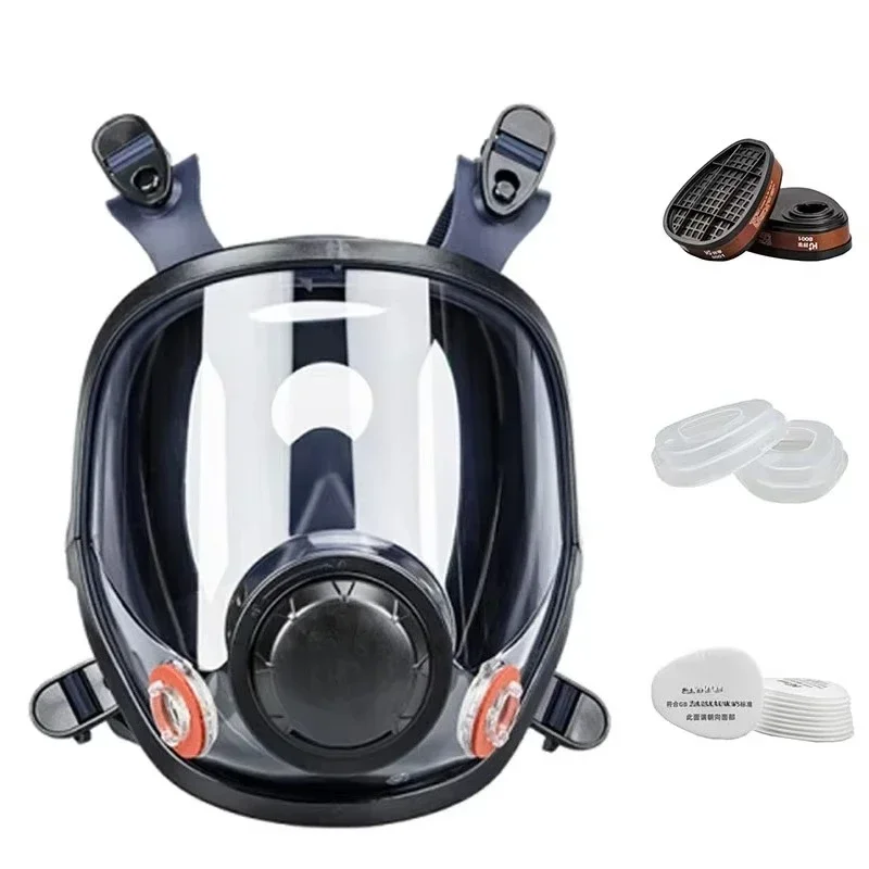 Reusable full-face mask respirator with dual filter made of silicone