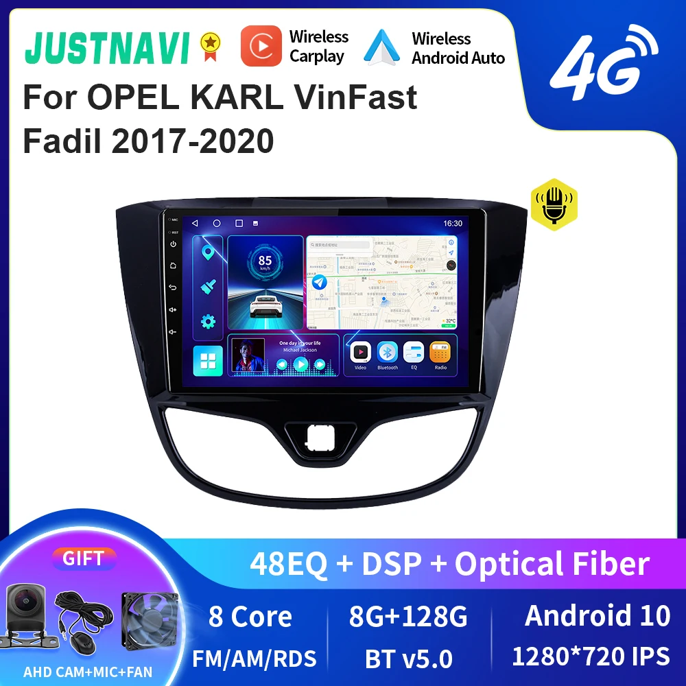 

JUSTNAVI QT10 Wireless CarPlay Android Auto Radio For OPEL KARL VinFast Fadil 2017-2020 Car Multimedia Video Player GPS DVD