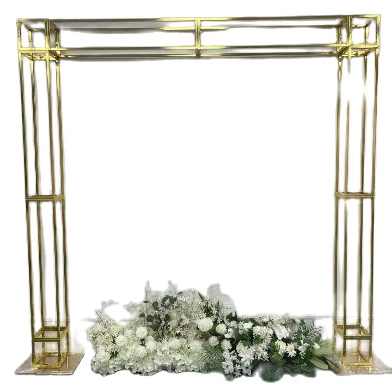 

Gold-Plated Tridimensional Shelf Iron Geometric Square Screen Wedding Backdrop Frame Event Road Guide Flower Stand Party Prop