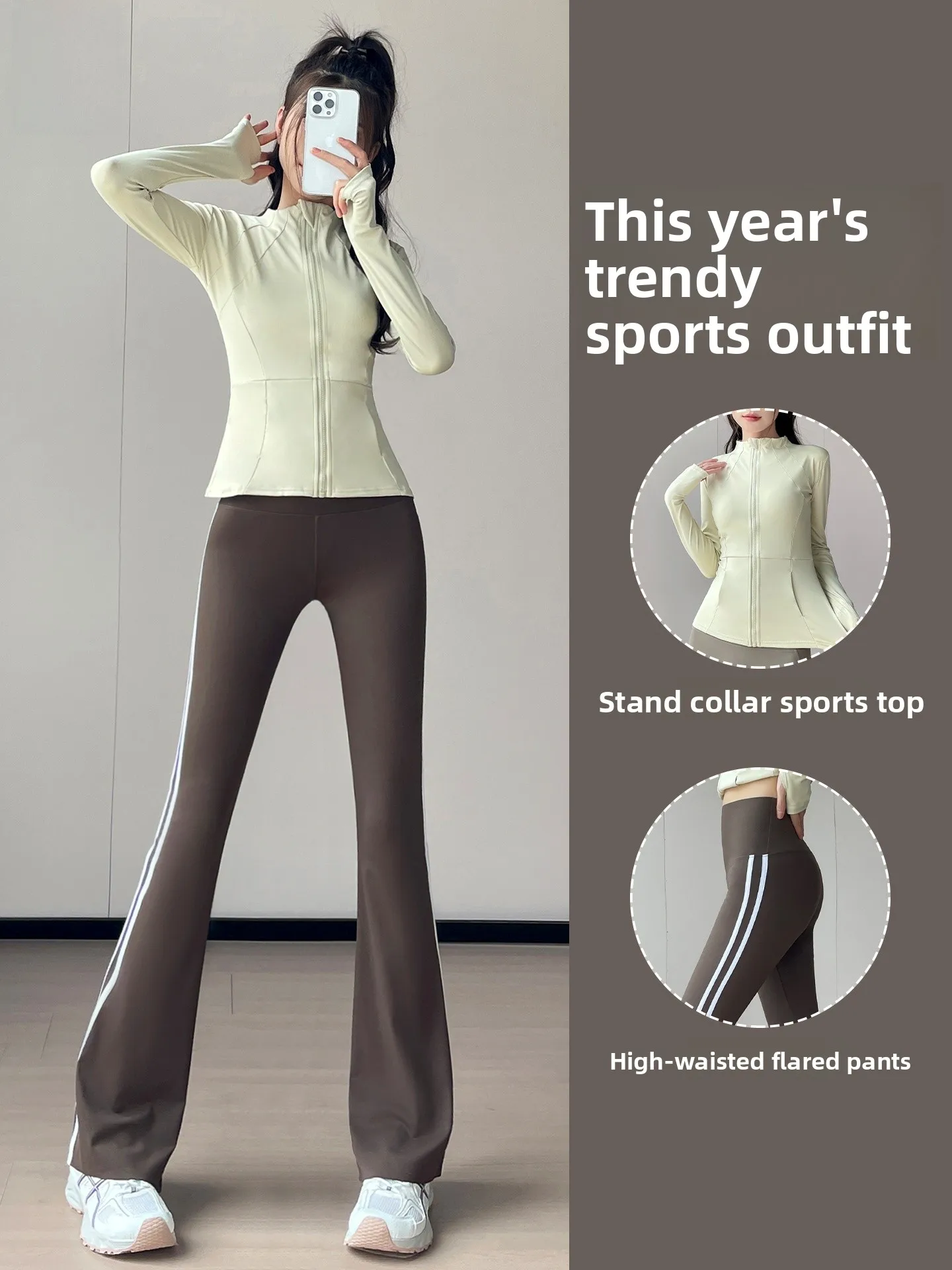 

Stunning Yoga Sportswear Set Women's Spring New Badminton Training Pants Fitn Hiking Outfit Long Sve Zipper Closure