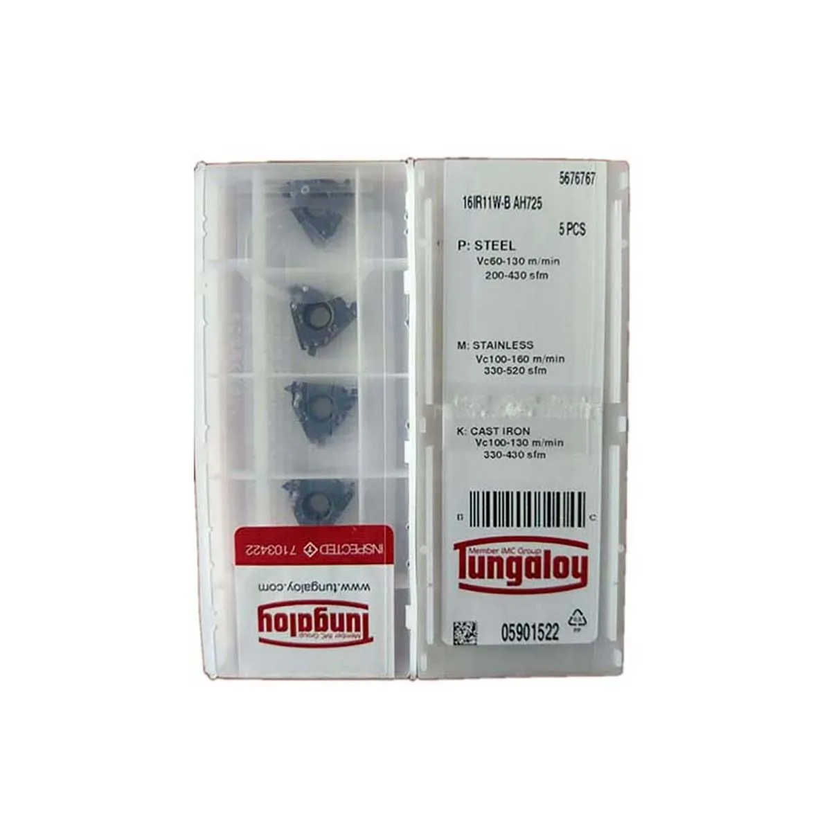 Tungaloy Original 16IR Threading Inserts 12UN 14NPT AG60-B, Precision CNC Lathe Rectangular Thread Cutting Blades
