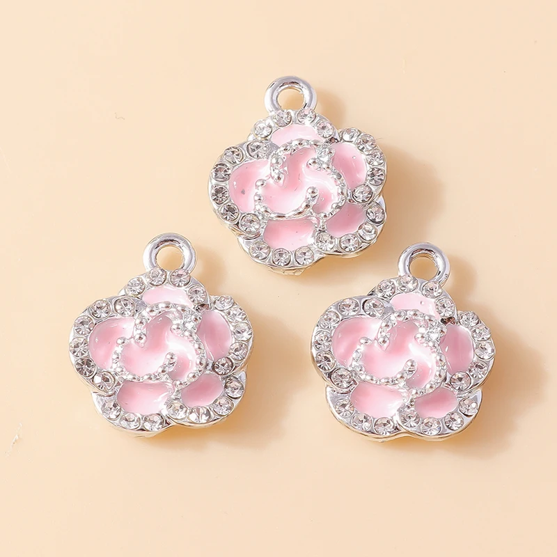 20 Stück 14x17mm Modische Kristallblumen-Anhänger für Schmuckherstellung, Ohrringe, Halsketten, Armbänder, Zubehör, DIY-Bastelarbeiten, Geschenk – Detail 10