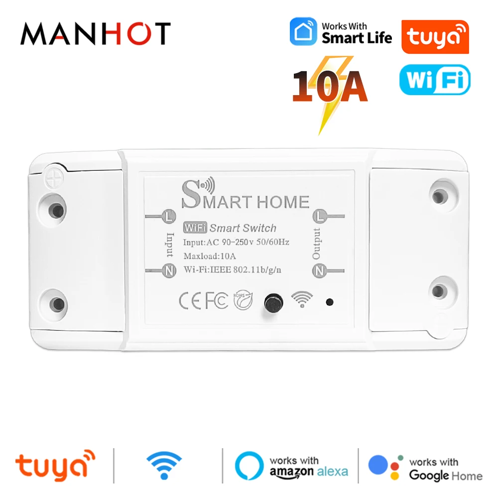 Tuya Smart WiFi Switch Mini DIY Interruptor 10A Smart Life Wireless App Control Works With Alexa Google Home Yandex Alice