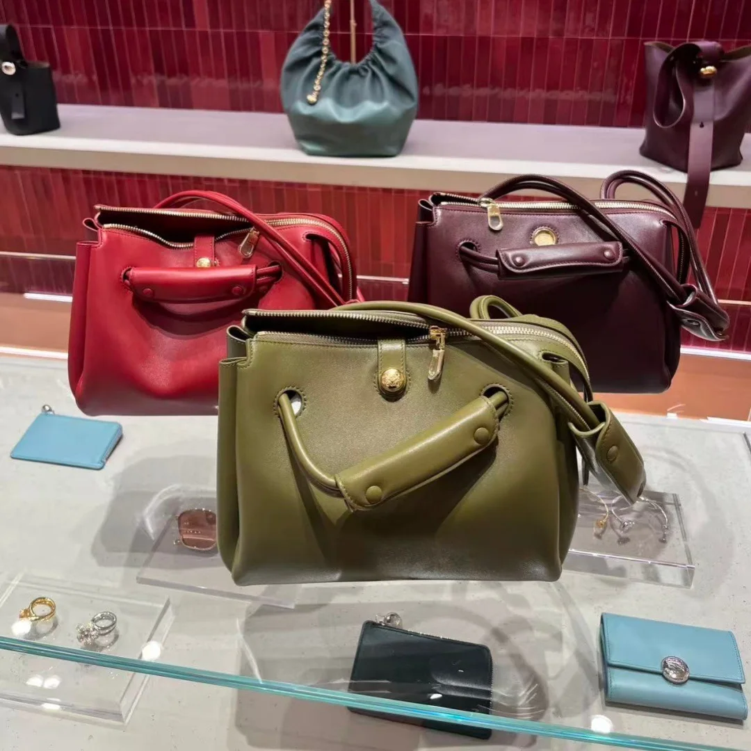 Ceiling 2025 New Autumn Winter Madrid Genuine Leather Single Shoulder Bag Fashionable Women's Bag Leather Splicing Color