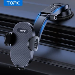 TOPK Car Phone Holder Mount Adjustable Universal Phone Holder with Hook Clip for Dashboard Air Vent Compatible with All Phones