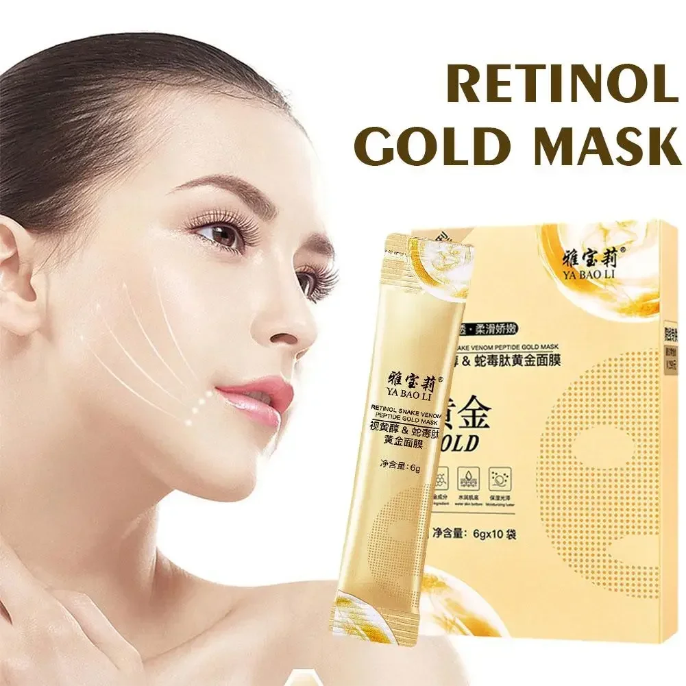 10PCS Retinol Snake Venom Gold Mask Cleans Pores and Removes Blackheads Peel Mask Plant Nourishing Mask Gentle and Moisturizing