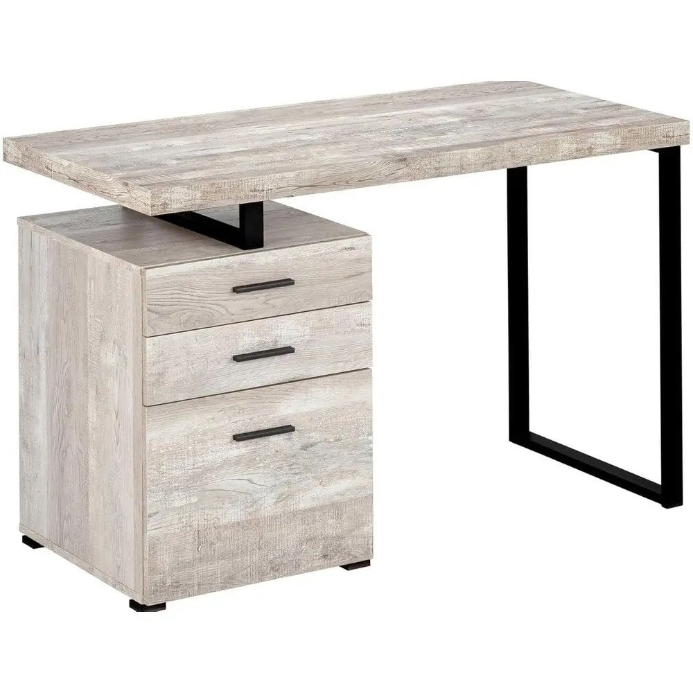 

48 Taupe Reclaimed Wood Desk with Optional Left or Right Cabinet