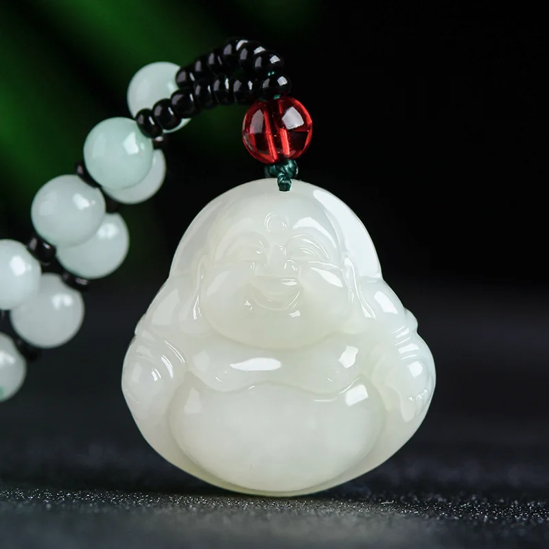 

Xinjiang Hetian Women Maitreya Laughing Buddha Guanyin Pendant for Men Jade