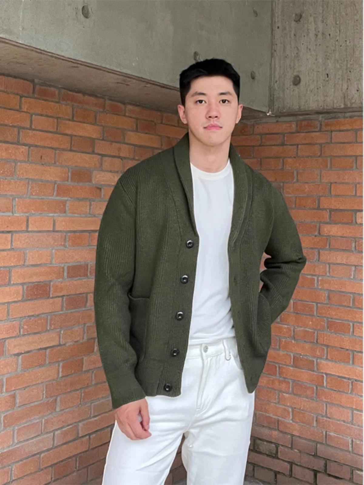 

Lazy Style V-Neck Knitted Sweater Men's Fashionable Versatile Loose Open Cardigan Long Sleeve Autumn Outerwear