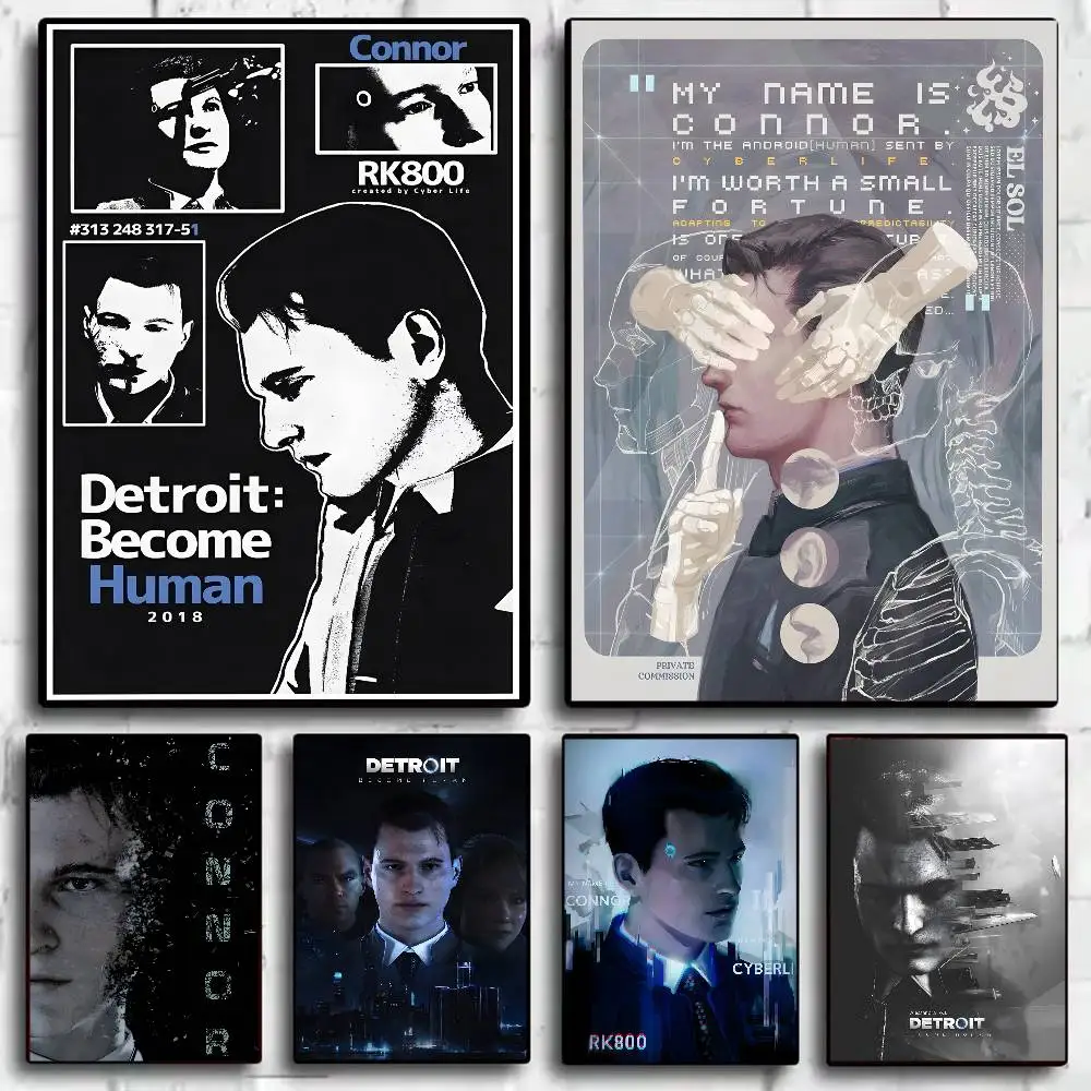 D-Detroit B-Become H-Human Anime Poster HD Art Sticky Wall Waterproof Home Living Room Bedroom Bar Aesthetic Decoration