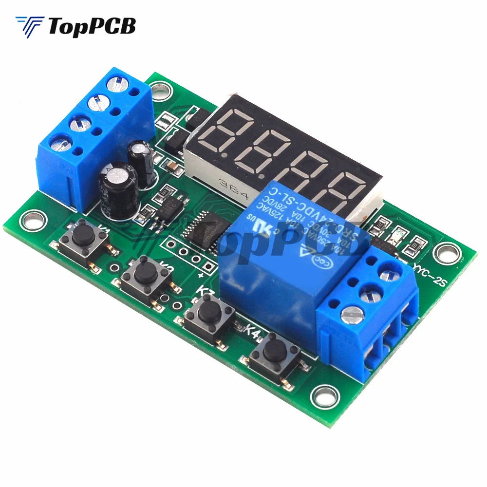 YYC-2S LED Display Adjustable Programmable delay time relay module 5V12V24V fixed time decoupling pulse cycle power off trigger