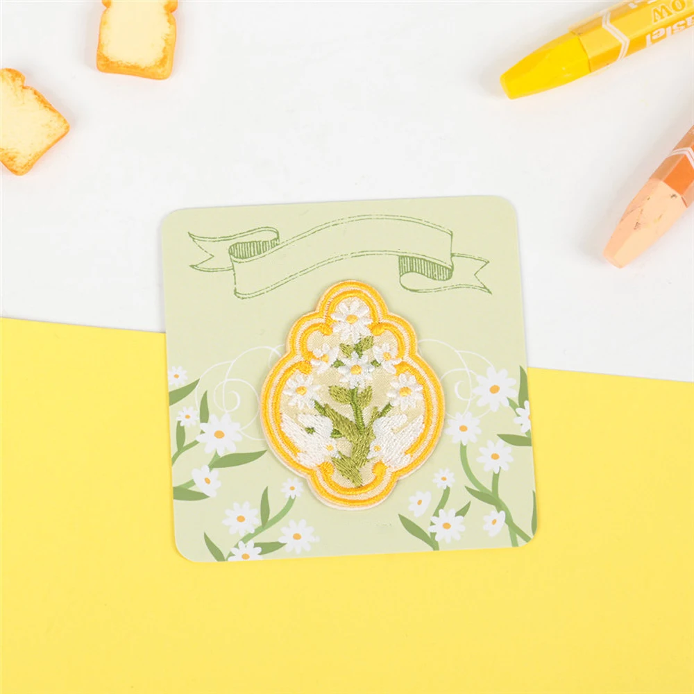 1 Piece Cute Stick on Stickers Embroidery Flower Stickers Self adhesive for Clothing DIY Decoration Accessories