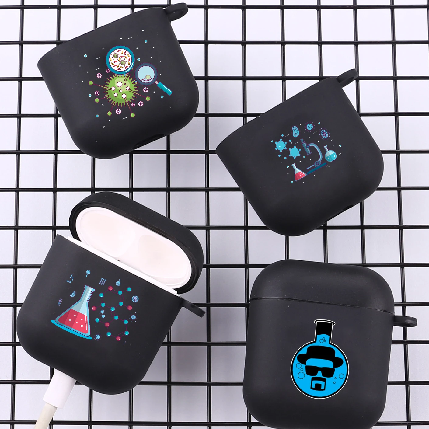 Science Chemistry Biology Laboratory With Hook for Apple Airpods 2 1 Earphone Cases Soft Case For Airpod Pro 3 Pro2 Black Cover