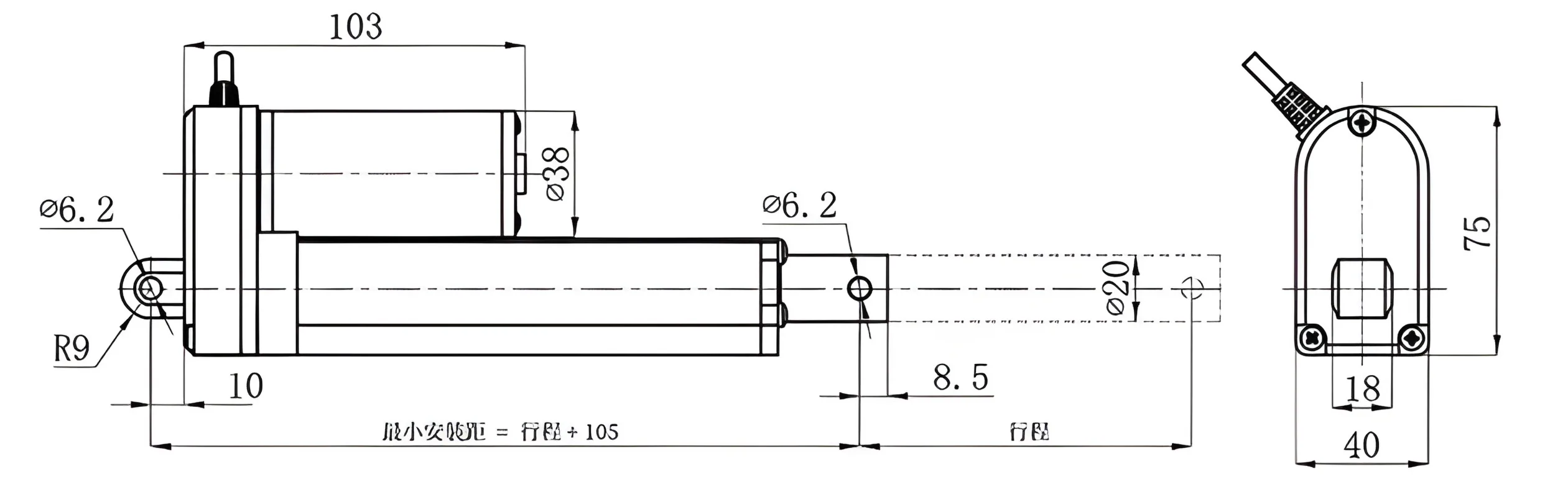 12V/24V DC motor fast actuator linear brushless motor for window solar energy