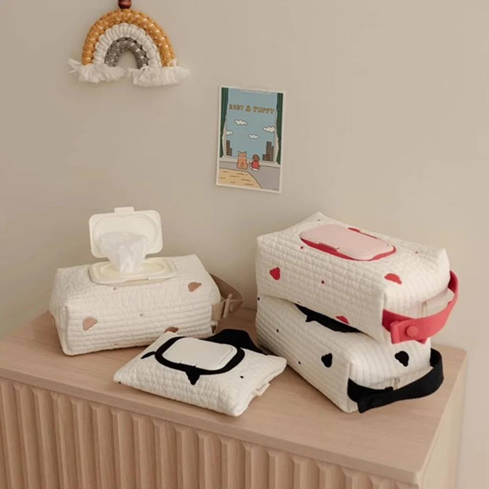 Baby Stroller Car Tissue Box Hanging Wet Tissue Storage Bag Car Seat Back Tissue Case Cartoon Animal Flip Cover Tissue Box