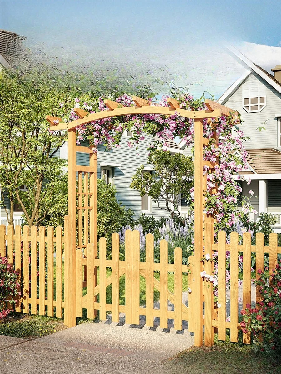 

Outdoor preservative wood courtyard simple arch flower stand garden arched door outdoor yard solid wood rose climbing vine shelf