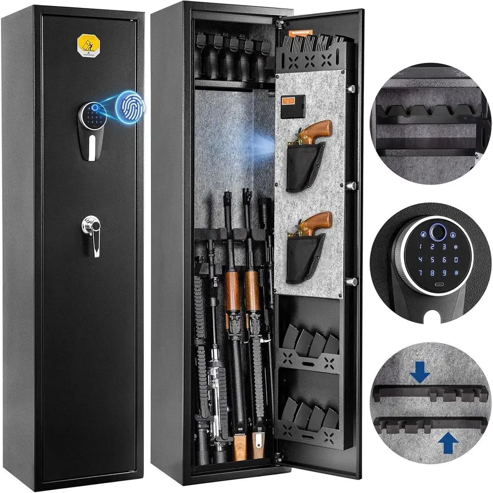 

Биометрический сейф с быстрым доступом за 0,1 секунды – быстрый сейф для оружия с отпечатком пальца, кодовой панелью и креплением на стену